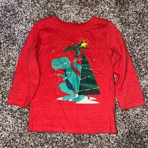 Cat & Jack Brand Red Long Sleeve Shirt T Rex Size 2T Like New